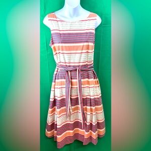 LL Bean Signature Poplin Striped Dress Sz 8